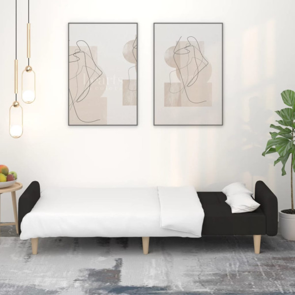 Sofá-cama de 2 lugares tecido preto M 3