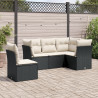 Set de muebles de jardín 5 pzas y cojines ratán sintético negro 1