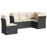 Set de muebles de jardín 5 pzas y cojines ratán sintético negro 2