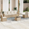 Set sofás de jardín 7 piezas y cojines ratán sintético beige 1