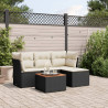 5 pcs conjunto sofás de jardim com almofadões vime PE preto 1