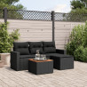 Set de muebles de jardín 5 pzas y cojines ratán sintético negro 1