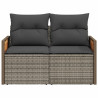 Sofá de jardín con cojines 2 plazas ratán sintético gris 4