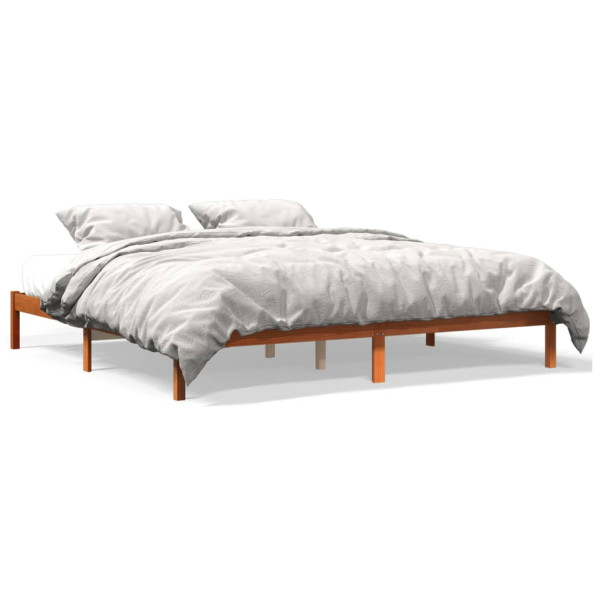 Estructura de cama madera maciza pino marrón cera 120x200 cm D