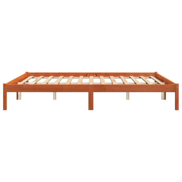 Estructura de cama madera maciza pino marrón cera 120x200 cm M 5