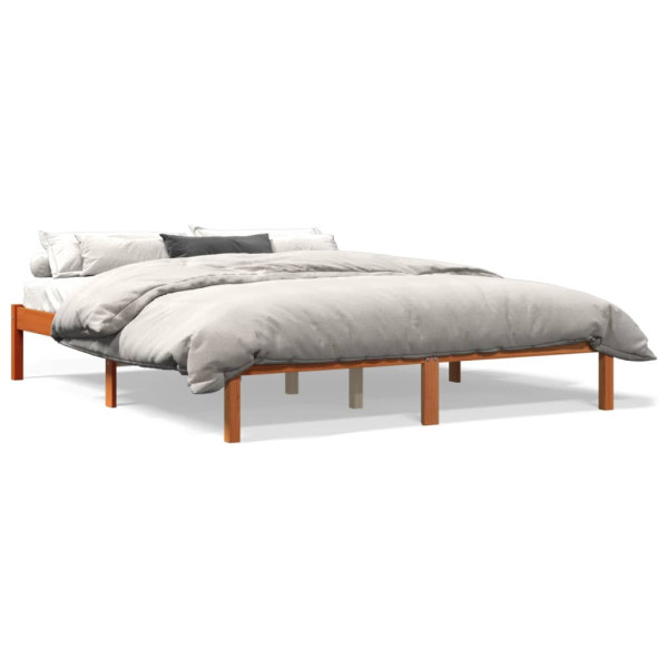 Estructura de cama madera maciza pino marrón cera 150x200 cm D