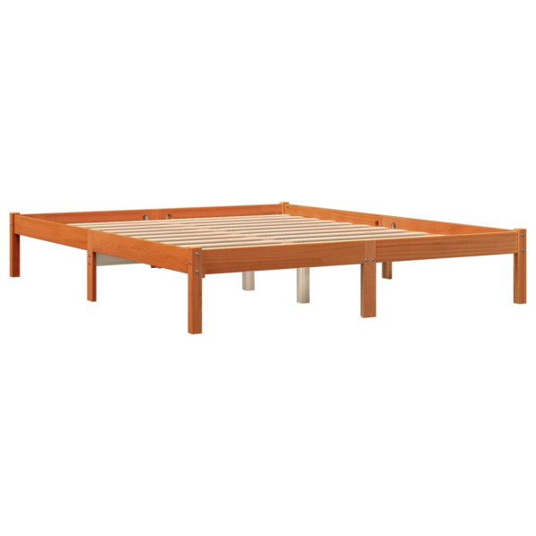Estructura de cama madera maciza pino marrón cera 150x200 cm M 2