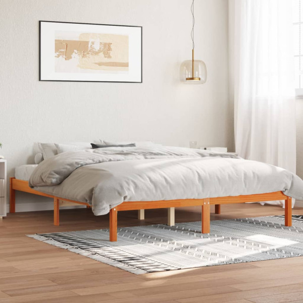 Estructura de cama madera maciza pino marrón cera 150x200 cm M 3