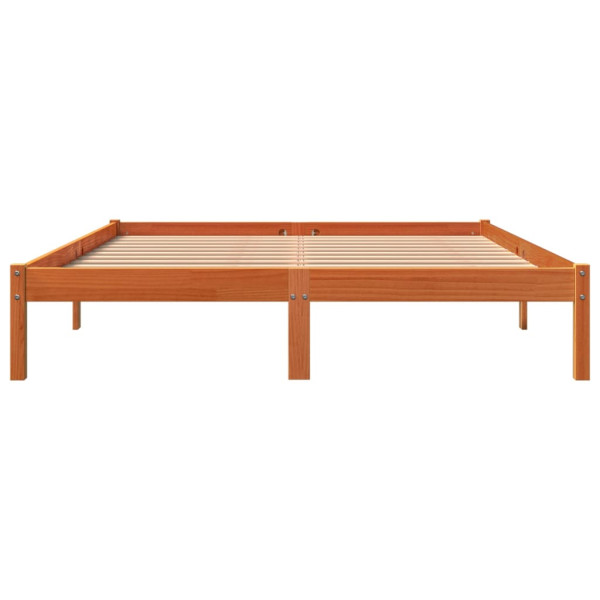 Estructura de cama madera maciza pino marrón cera 150x200 cm M 4
