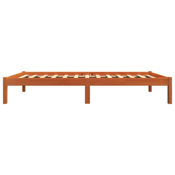 Estructura de cama madera maciza de pino marrón cera 90x190 cm M 5