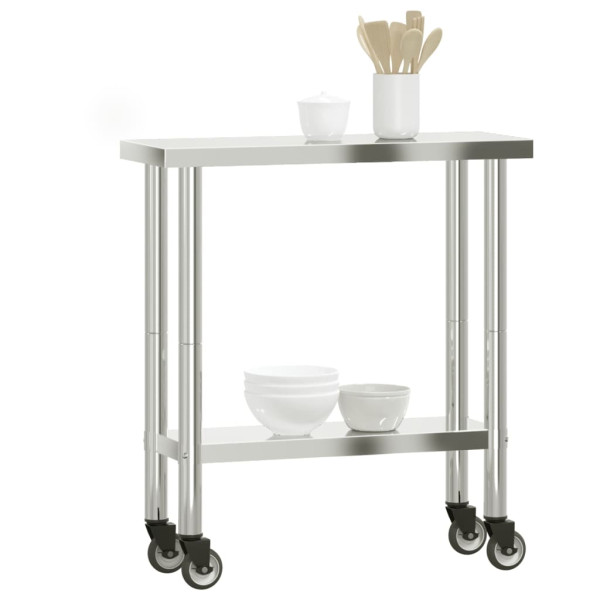 Mesa de trabajo de cocina con ruedas acero inox 82.5x30x85 cm M 4