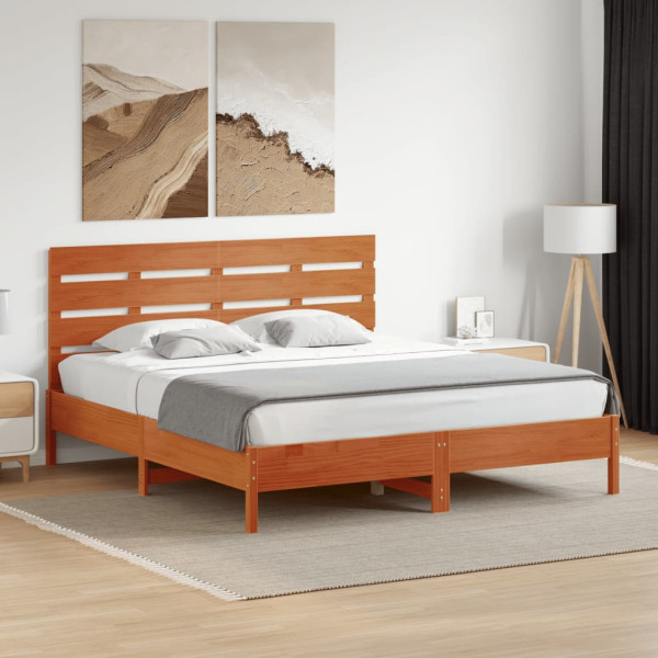 Cabecero de cama madera maciza de pino marrón cera 180 cm M 3