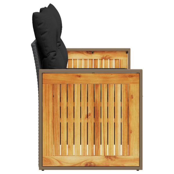 Sofá de jardín 2 plazas con cojines ratán sintético negro M 5