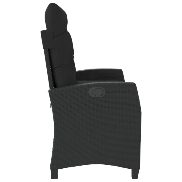 Sillón reclinable de jardín con cojines ratán sintético negro M 4