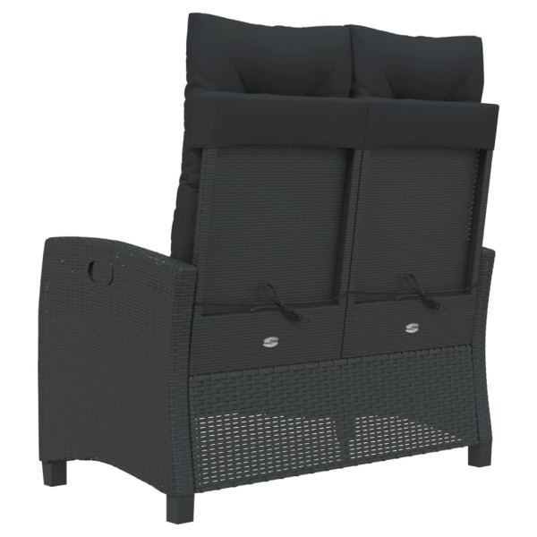 Sillón reclinable de jardín con cojines ratán sintético negro M 5