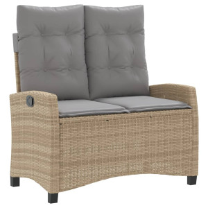 Sillón reclinable de jardín con cojines ratán sintético beige H