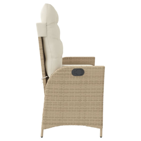 Sillón reclinable de jardín con cojines ratán sintético beige M 4