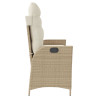 Sillón reclinable de jardín con cojines ratán sintético beige 4