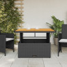 Mesa de jardim 110x110x71 cm vime PE e madeira de acácia preto 3