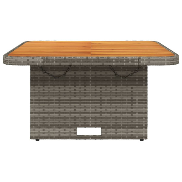 Mesa de jardín ratán sintético y madera acacia gris 80x80x71 cm M 5