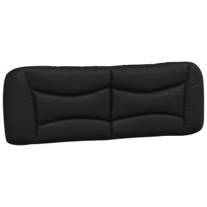 Cabecero de cama acolchado cuero sintético negro 160 cm H
