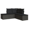 5 pcs conjunto sofás de jardim com almofadões vime PE preto 2