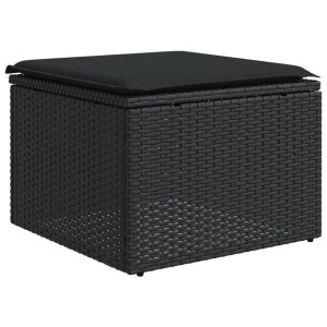 Banco de jardim com almofadão 55x55x37 cm vime PE preto H