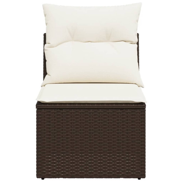 Sofá jardim s/ apoio de braços c/ almofadões vime PE castanho M 4