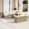 Set de sofás de jardín 11pzas con cojines ratán sintético beige 1