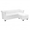 Sofá Chesterfield en forma L cuero artificial blanco 3