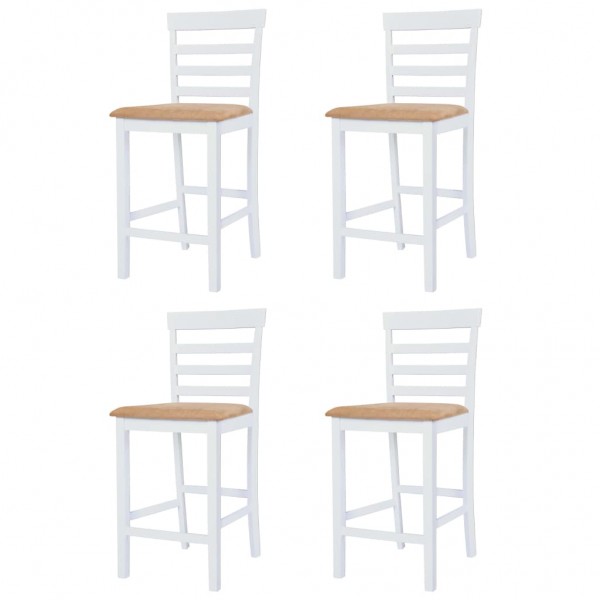 Mesa e cadeiras de bar 5 pcs madeira maciça castanho e branco M 5