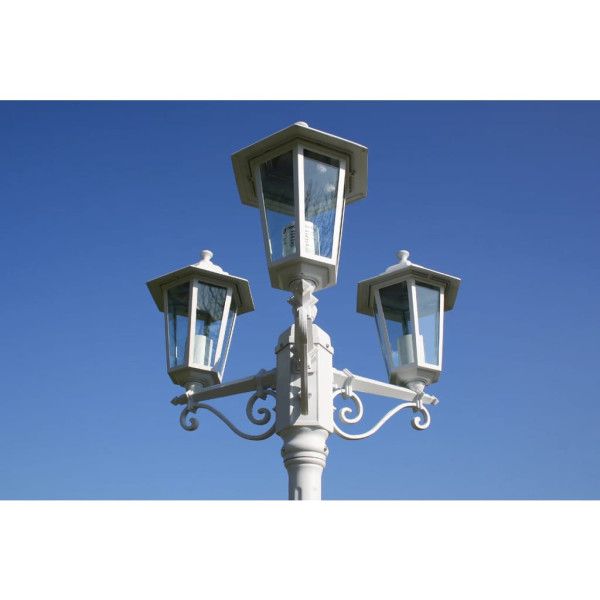 Farola de jardín 3 brazos aluminio blanco 215 cm M 3