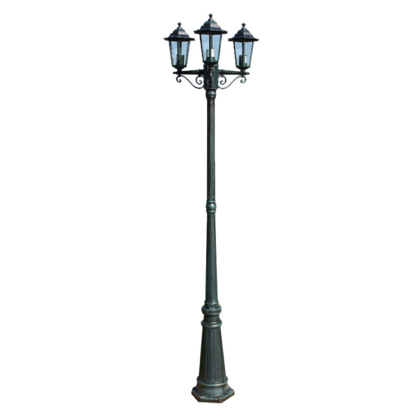 Farola de jardín 3 brazos aluminio verde oscuro/negro 215 cm M 2