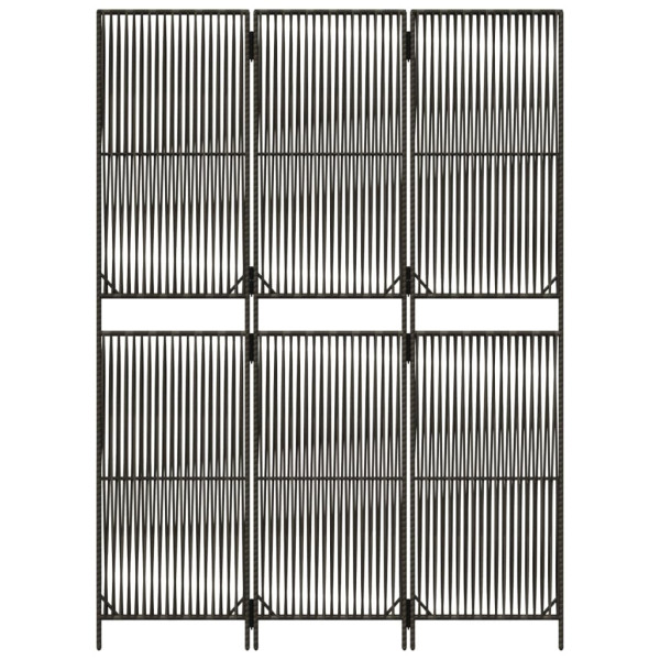 Biombo de 3 paneles ratán sintético gris M 5