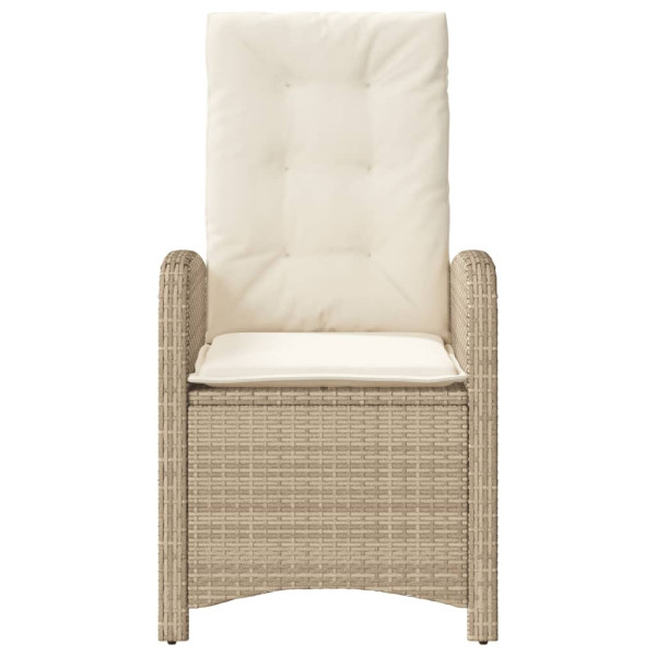 Silla de jardín reclinable con cojines ratán sintético beige M 4