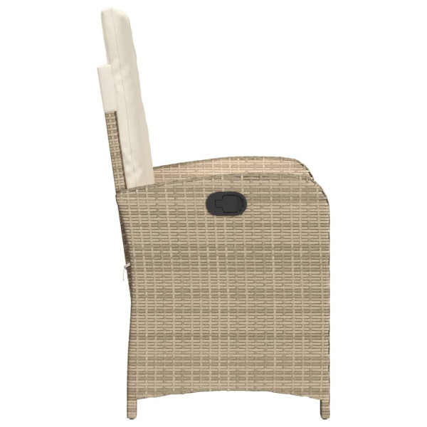 Silla de jardín reclinable con cojines ratán sintético beige M 5