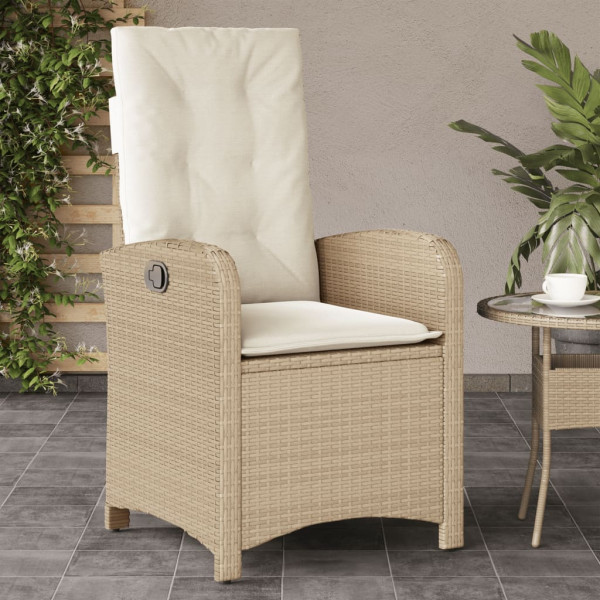 Sillones reclinables de jardín con cojines beige 2 uds ratán PE M 3