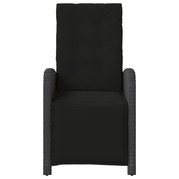 Sillón reclinable de jardín con reposapiés ratán PE negro M 4