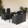 Set de muebles jardín 5 pzas con cojines ratán sintético negro 1