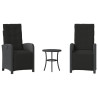 3 pcs conjunto de bistrô com almofadões vime PE preto 2