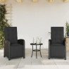 3 pcs conjunto de bistrô com almofadões vime PE preto 3