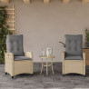 Sillas y mesita de jardín 3 piezas ratán sintético cojín beige 3