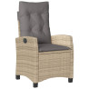 Cadeiras e mesa de jardim 3 peças ratão sintético almofada beige 4