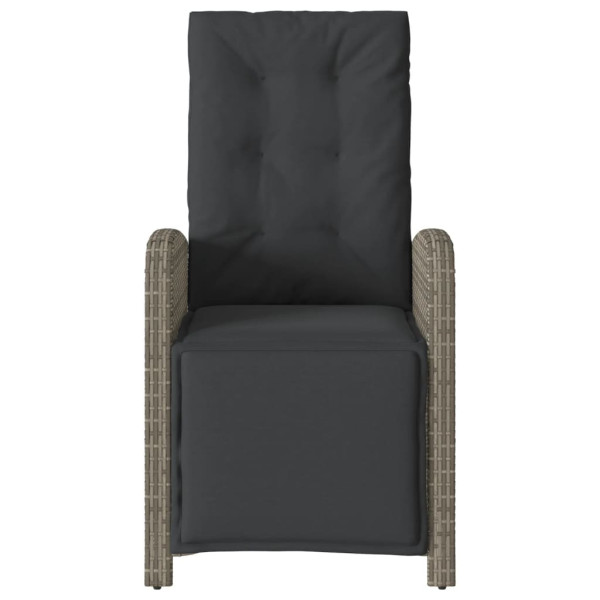 Cadeiras e mesa de jardim com almofadas 3 peças vime PE cinza M 5