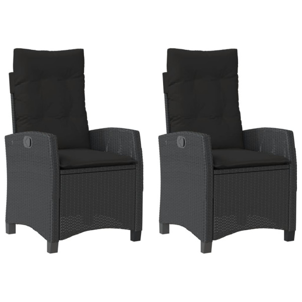 Sillones reclinable jardín cojines 2 uds ratán sintético negro M 2