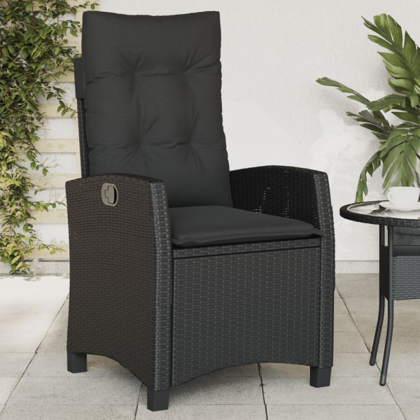 Sillones reclinable jardín cojines 2 uds ratán sintético negro M 3