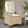 Sillones reclinables de jardín con cojines beige 2 uds ratán PE 3