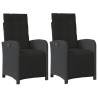 Sillones reclinables jardín con reposapiés 2 uds ratán PE negro 2