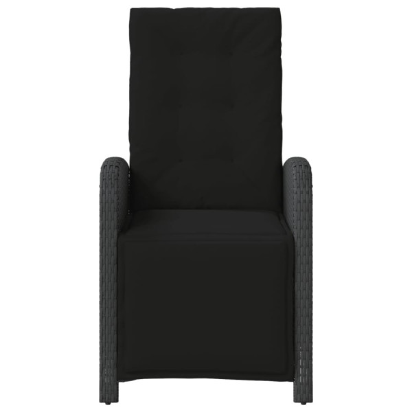 Sillones reclinables jardín con reposapiés 2 uds ratán PE negro M 5