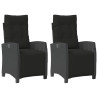 Cadeiras jardim reclináveis 2 pcs c/ apoio de pés vime PE preto 2